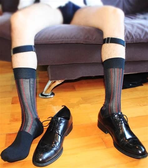 W030a Mens Dress Socksmens Silky Sheer Socks Men At Play Sexy Nylon