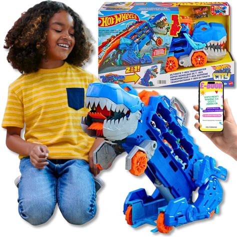 Gigantyczna Zabawa Hot Wheels T Rex Transporter Tor Wy Cigowy W Zestaw Z Efektami