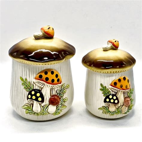 70s Kitchen Canisters Merry Mushroom Canister Set Sears 1978 Kitsch