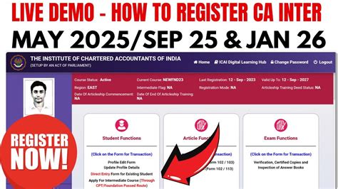 Live Demo How To Register Ca Intermediate Course Ca Intermediate