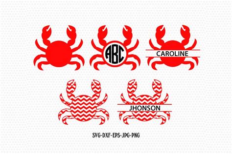 Crab Svg Crab Monogram Frames Svg Files Beach Svg Cuts