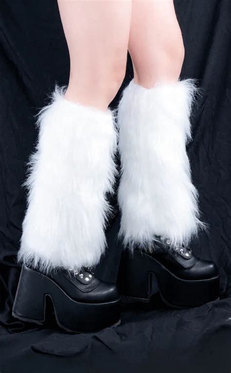 Snow Fox White Fluffy Leg Warmers Shop Leg Fuzzy Legwarmers