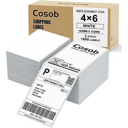 Amazon COSOB 4x6 Thermal Labels Fanfold 1000 LabelsPermanent