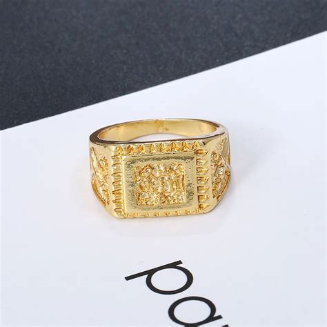 Best T 18k Gold Plated Men Jewelry Arab Rings Gold Plated Brand