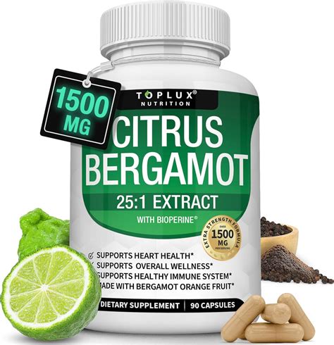 Citrus Bergamot Supplement 1500mg Pure 25 1 Bergamot Fruit Extract To