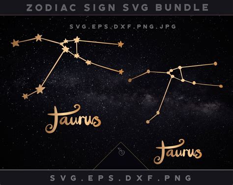 Taurus Svg Zodiac Constellation Clipart Taurus Sign Svg Etsy