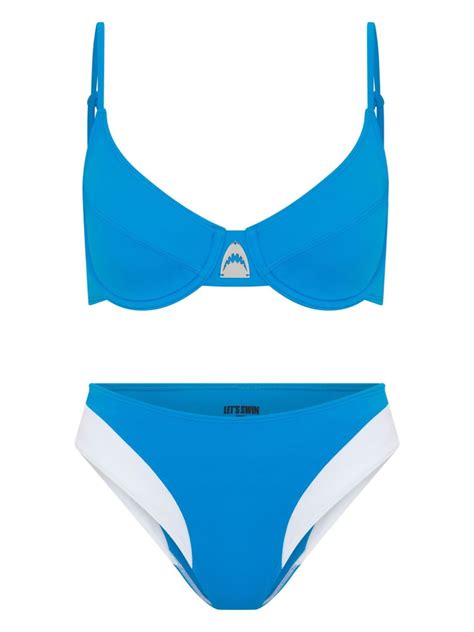 Let S Swim Wired Bralette Bikini Top In Blue White ModeSens