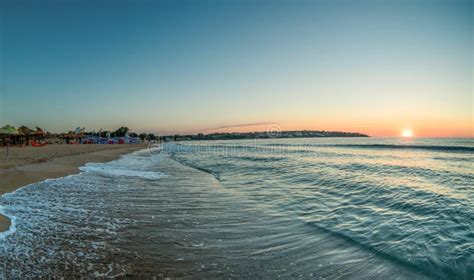 Scenic Morning Sunrise on Sandy Beach Stock Image - Image of shore ...