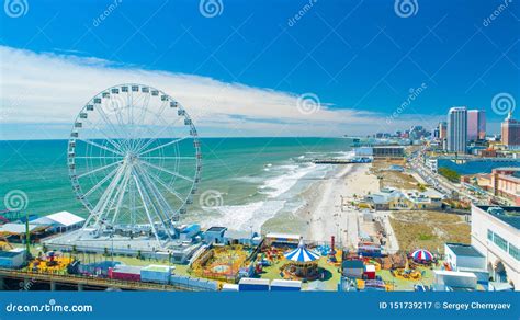 Aerial View Of Atlantic City Boardwalk And Steel Pier New Jersey Usa