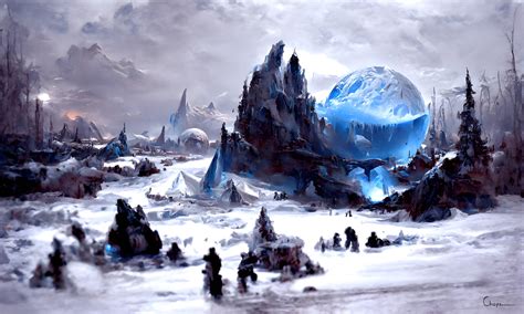 Artstation The Ice Planet Flak Scenery From A Digitally Painted Eco