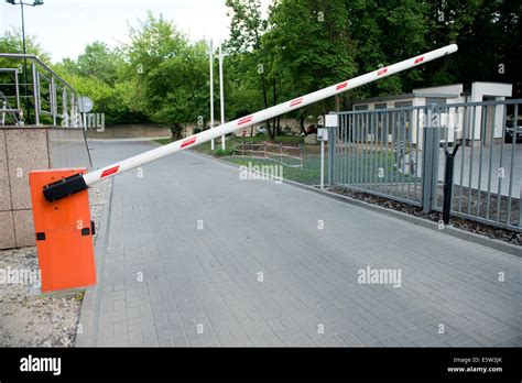 Vehicle Security Barrier Entrance To The Car Park Stock Photo