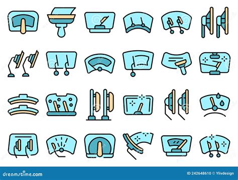 Windshield Wiper Icons Set Vector Flat Stock Vector Illustration Of