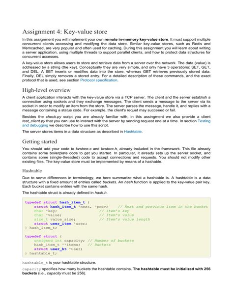 key  store assignment concurrent server implementation