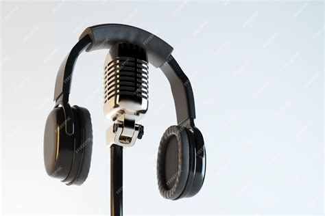 Premium Photo Headphones And Mic Broadcasting Concept