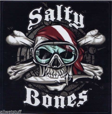 Salty Bones Scuba Dive Flag Decal Bumper Sticker Mask Knife Skull Gift