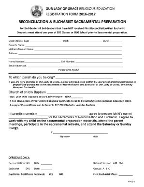 Fillable Online Ologn Religious Education Registration Form