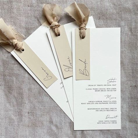 Personalised Wedding Menus With Guest Name Tag Wedding Place Etsy UK