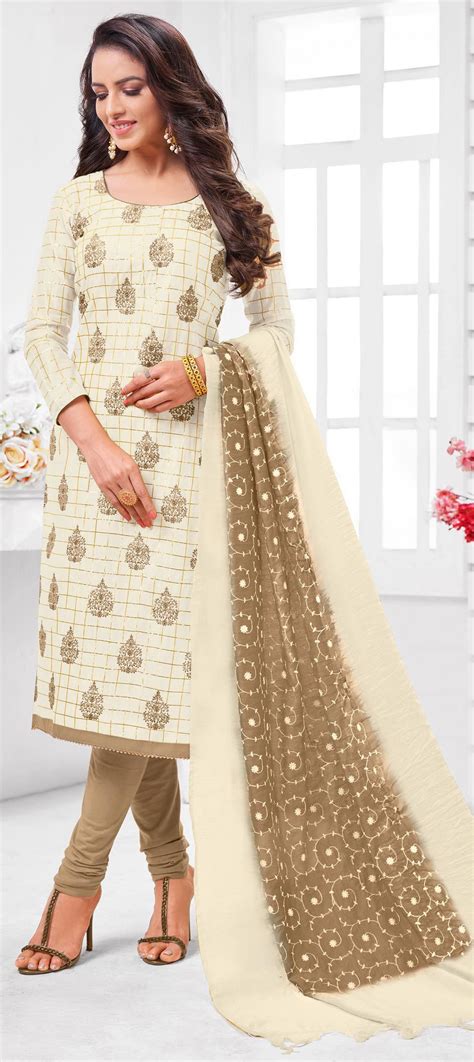 Casual Beige And Brown Color Art Silk Fabric Salwar Kameez