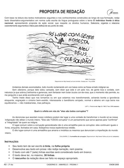 Enem Redação 2009 - Tema Redação Enem 2009 - RETOEDU