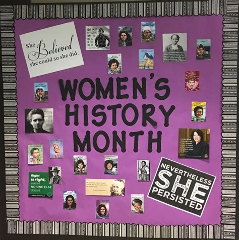 A Womans History Month Bulletin Board With Pictures On It