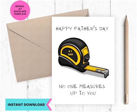 Printable Card Funny Fathers Day Card No One Measures Up To You