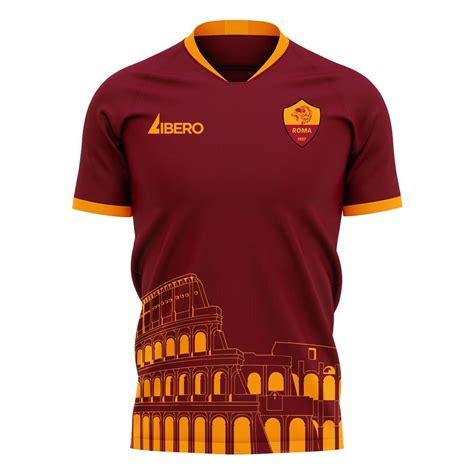 Roma Home Concept Football Kit Libero No Sponsor Voller