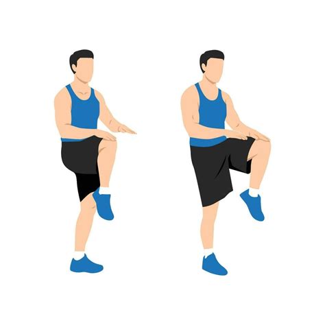 Man Doing High Knees Front Knee Lifts Run And Jog On The Spot