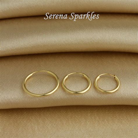 10k Solid Gold Small Continuous Hoops 10mm 12mm 15mm Real Etsy Canada