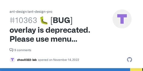 BUG Overlay Is Deprecated Please Use Menu Instead Issue 10363