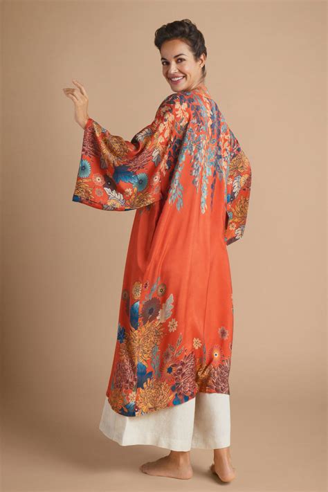 Trailing Wisteria Kimono Gown Terracotta Kimonos Powder Design