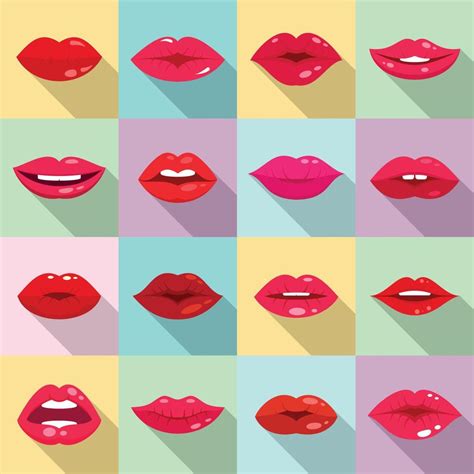 Kiss Icons Set Flat Style 8881119 Vector Art At Vecteezy