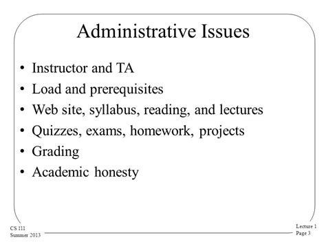 Lecture 1 Page 1 Cs 111 Summer 2013 Introduction Cs 111 Operating