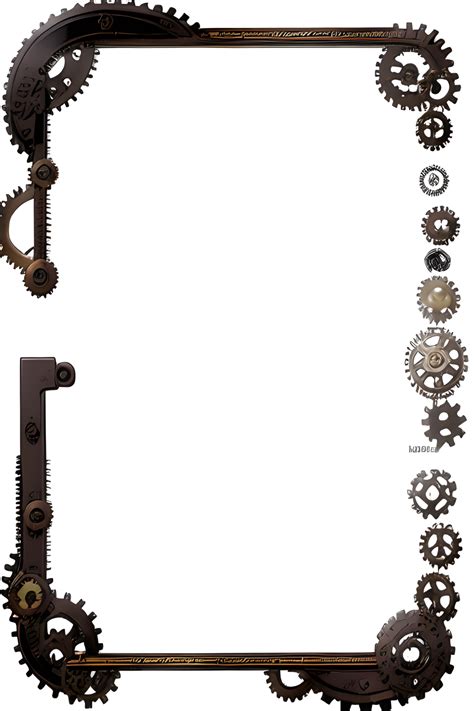 Steampunk Border Frame PNG Transparent Background Ai Generative