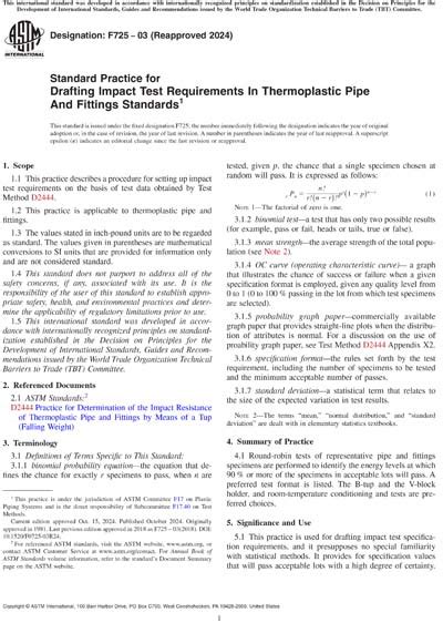 ASTM F725 03 2024 Standard Practice For Drafting Impact Test