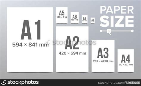 Paper Sizes Vector. Paper Size Standards. Isolated Illustration. Paper ...