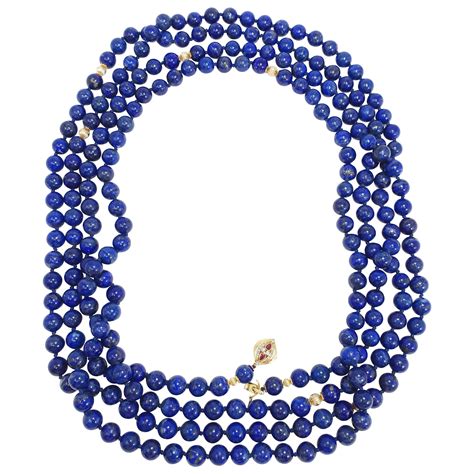 Lapis Lazuli 14 Karat Gold Bead Necklace Beads For Sale At 1stDibs