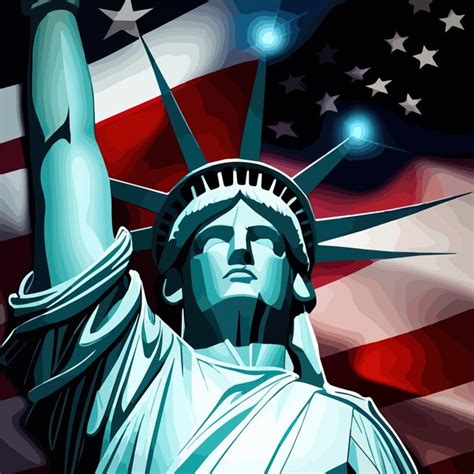 Premium Vector U S Greeting Card Flag And Statue Of Liberty Th Of