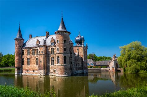 Desktop Wallpapers Belgium Tower Aartselaar Castles Pond Cities