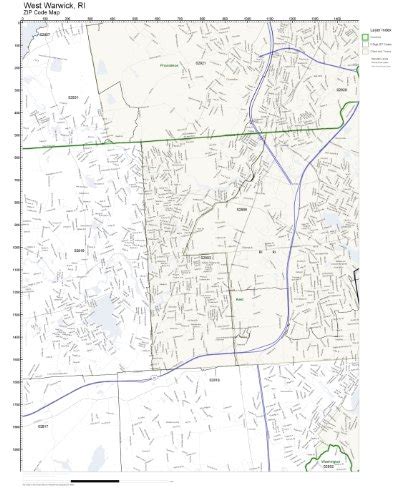 Zip Code Wall Map Of West Warwick Ri Zip Code Map Not Laminated