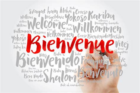 Bienvenue Welcome In French Word Cloud With Marker In Different