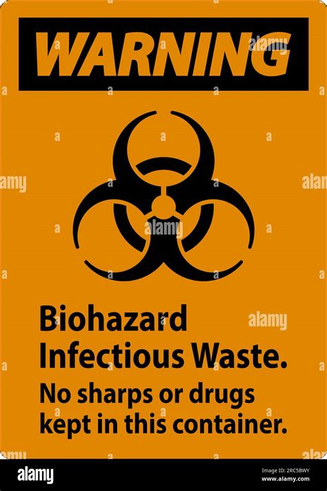 Warning Label Biohazard Infectious Waste No Sharps Or Drugs Kept In