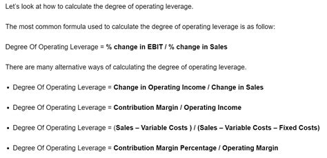 Degree Of Operating Leverage Explanation Formula Example And More Wikiaccounting