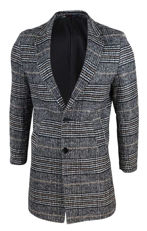 Mens Tweed Check Overcoat Buy Online Happy Gentleman