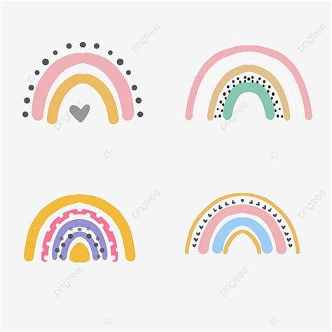 Hand Drawn Rainbow White Transparent, Cute Cartoon Pastel Rainbow In ...