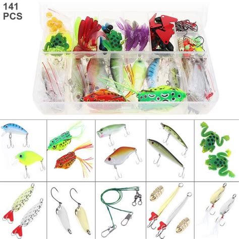 141pcs lot Leurres de pêche Kit Mixte Leurres durs Doux appâts Minnow