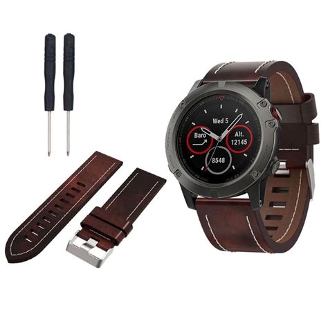 26mm Luxury Leather Watch Bracelet Band Strap For Garmin Fenix 5X