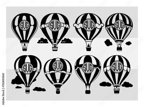 Vecteur Stock Hot Air Balloon Circle Monogram Svg Hot Air Balloon Svg