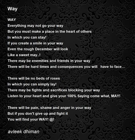 Way - Way Poem by avleek dhiman