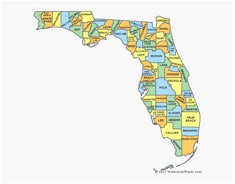 Map Of Florida Counties Printable