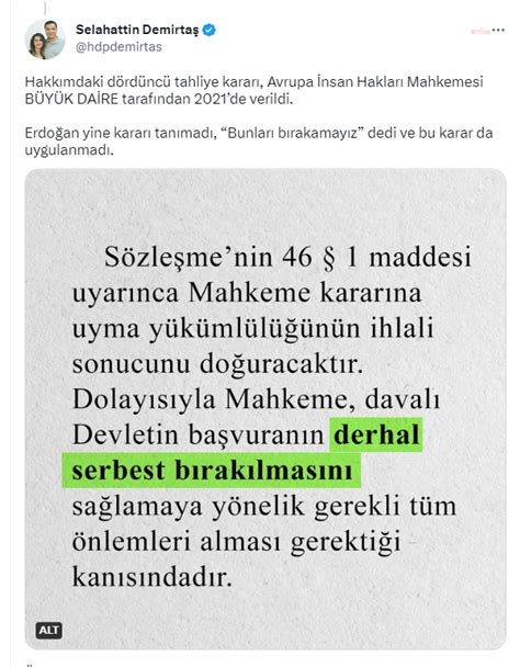 Derece On Twitter Selahattin Demirta Hakk Ndaki Tahliye Karar N